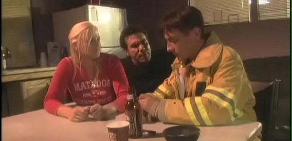  Charming blonde Hannah Harper tries to become real firefighter and she helped dude to get out from death trap